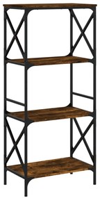 4 szintes füstös tölgy szerelt fa könyvespolc 59 x 35 x 132 cm