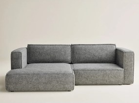 Szürke zsenília kinyitható-tárolóhelyes sarokkanapé (bal oldali-heverő résszel) Velto – Maison de Rêve