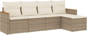 vidaXL 5 részes bézs polyrattan kerti ülőgarnitúra párnákkal