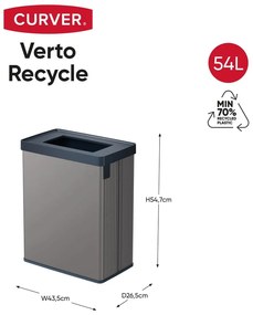 Szürke újrahasznosított műanyag szelektív szemetes 54 l Verto Recycle – Curver