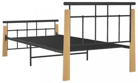 fém és tömör tölgyfa ágykeret 100 x 200 cm