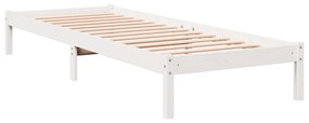 fehér tömör fenyő extra hosszú ágykeret matrac nélkül 100x220cm