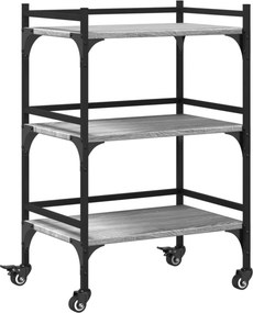vidaXL szürke sonoma szerelt fa zsúrkocsi 50x35x75,5 cm