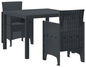3 darabos kertibútor étkező garnitúra szénszínű poli rattan