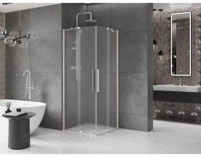 Mexen Velar Duo, zuhanykabin tolóajtóval 80 x 80 cm, 8 mm-es mattüveg, csiszolt acél, 871-080-080-32-97