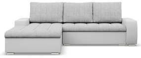 Toronto sarokkanapé, 2 ágyneműtartóval, fonott + műbőr, baloldali, szürke - fehér