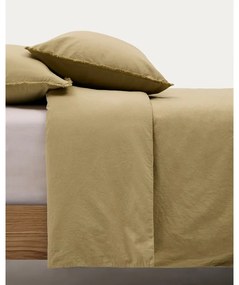 Sárga-zöld kétszemélyes hosszabbított pamut-perkál ágyneműhuzat 260x240 cm Sifinia – Kave Home