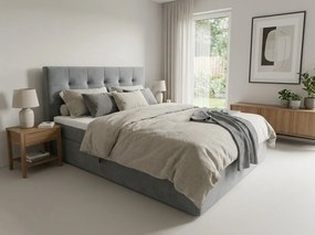 Kárpitozott boxspring ágy DIRELIS TRINITY 140x200 cm szürke Matrac: Bonell rugós matrac