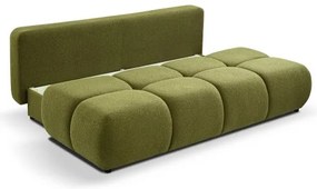 NUORO zöld, kihúzható háromszemélyes kanapé tárolórésszel