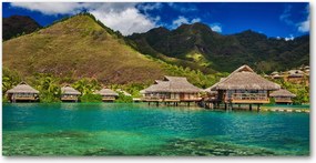 Fotó üvegkép Bungalók a víz felett 140x70