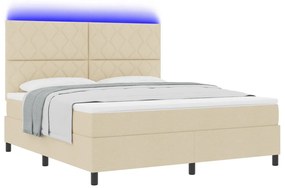 Rugós ágy matraccal és LED világítással krém színben - 180 x 200 cm