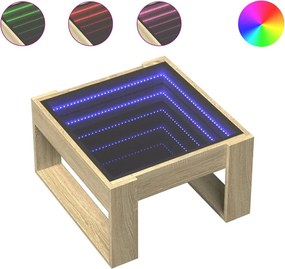vidaXL sonoma tölgy végtelen hatású LED-es dohányzóasztal 50x53x30 cm
