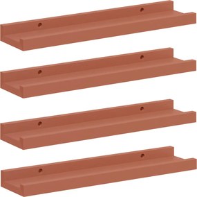 vidaXL Falpolc polcokkal tárolóval 4 pcs Piros 40 x 9 x 3 cm Faanyag