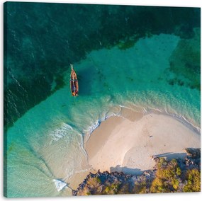 Vászonkép Víz Tengerpart Természet Csónak Meleg 80X80 cm Ideális ajándék