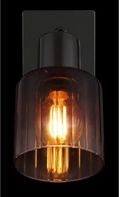 Globo 54313-1 Fali lámpa fém fekete-króm, réz színű/átlátszó színátmenetes üveg búra, billenőkapcsoló a terméken, SzxM: 80x160mm, Mélység: 160mm, 1x E14 40W 230V izzó nélkül