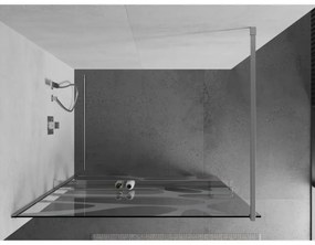 Mexen Kioto +, zuhany paraván polccal és törölközőtartóval 70 x 200 cm, 8mm átlátszó üvegmintás fehér, króm profil, 800-070-121-01-97