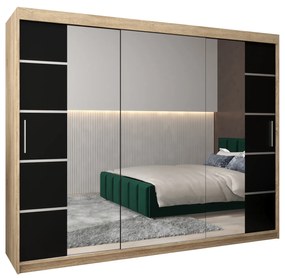 Ruhásszekrény 250 cm Verika 4 250 (szonoma tölgy + fekete). 1064327
