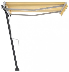 sárga-fehér kézzel kihúzható póznás napellenző 350 x 250 cm