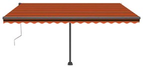 narancssárga-barna szélérzékelős és LED-es napellenző 450x350cm
