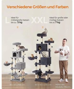 Nagy macskakaparó, 168 cm magas, füstszürke | FEANDREA