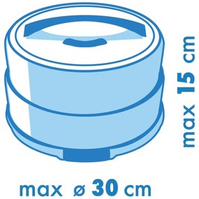 Hordozható Metaltex tortatartó, műanyag, 8-15x30 cm, fehér/rózsaszín