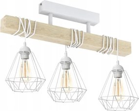 Lámpa csillár fa 3xE27 Loft Fehér drót