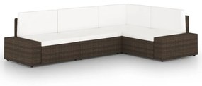vidaXL 4 részes barna polyrattan kerti ülőgarnitúra párnákkal