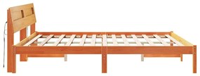Ágykeret LED -es lámpákkal Barna 200 x 200 cm Tömör fa