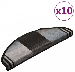 10 db fekete és szürke öntapadó lépcsőszőnyeg 65x21x4 cm