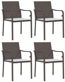 5 részes polyrattan és acél kerti étkezőgarnitúra párnával