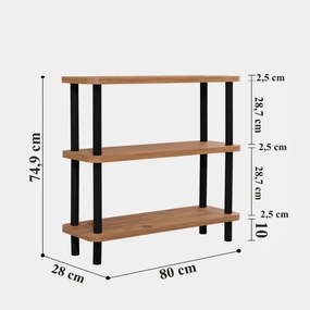 Step könyvespolc, fekete, 80 cm