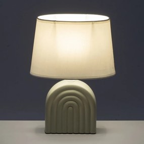 Fehér-bézs kerámia asztali lámpa textil búrával (magasság 31 cm) – Casa Selección