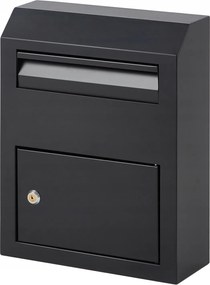 Postaládák, Falra Szerelhető Postaláda Kültérre, 30.5*11*38CM, Kulcsos, Fekete