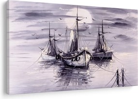 Kép - kikötő, olajfestmény (90x60 cm)