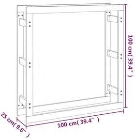 mézbarna tömör fenyőfa tűzifatartó állvány 100x25x100 cm