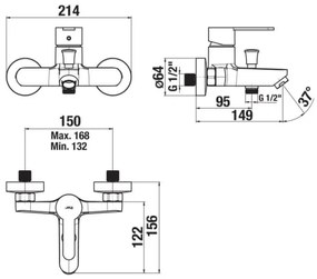 JIKA H3211Z70044001 - LYRA fürdőkád csaptelep, fényes króm