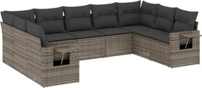 vidaXL 9 részes szürke polyrattan kerti ülőgarnitúra párnákkal