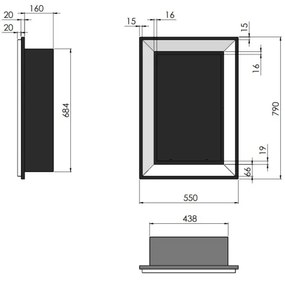 InFire - Beépített BIO kandalló 79x55 cm 3kW fekete