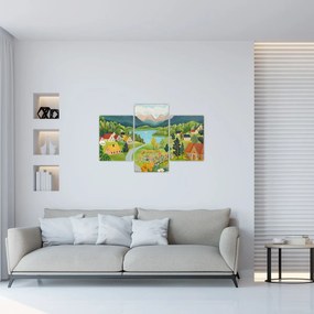 Kép - Falu a hegyekben (90x60 cm)