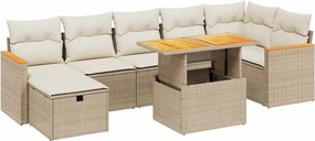 vidaXL 8 részes bézs polyrattan kerti ülőgarnitúra párnával