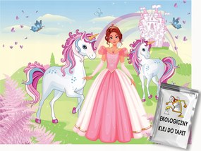 Fotótapéta Flizelina Hercegnő Unikornisok Szivárvány kastély 100x75 ragasztó