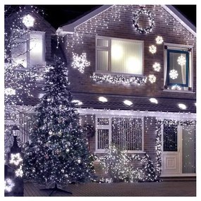 180 LED-es jégcsap kültéri-beltéri fényfüzér, hálózati adapteres, 8 funkciós időzíthető, hideg fehér, 6 méteres, IP44