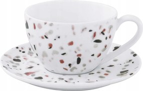 Csésze csészealjjal Terrazzo 250 ml Porcelán Fehér