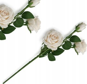 Velúr Rózsa Száron Nagy Három Mesterséges Virág ASC23342 57 cm Krém