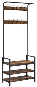 Kabáthorog polcokkal Füstölt tölgy 75 x 34 x 184 cm Faanyag