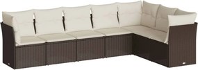 vidaXL 7 részes barna polyrattan kerti ülőgarnitúra párnákkal