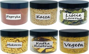 Ételtároló edények 500ml műanyag befőttes üveg fűszerek 0,5l 6 db +ajándék
