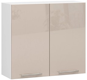 Felső konyhaszekrény Ozara W80 H720 (fehér + fényes cappuccino). Akció -12%. 1071203
