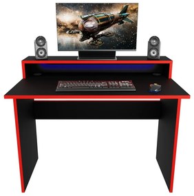Gamer PC asztal Adapt (fekete + piros) (RGB LED világítással). 1054991