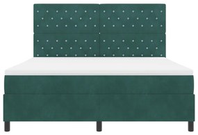 Boxspring Ágy Mattal Sötét Zöld Szuper Király Bársony